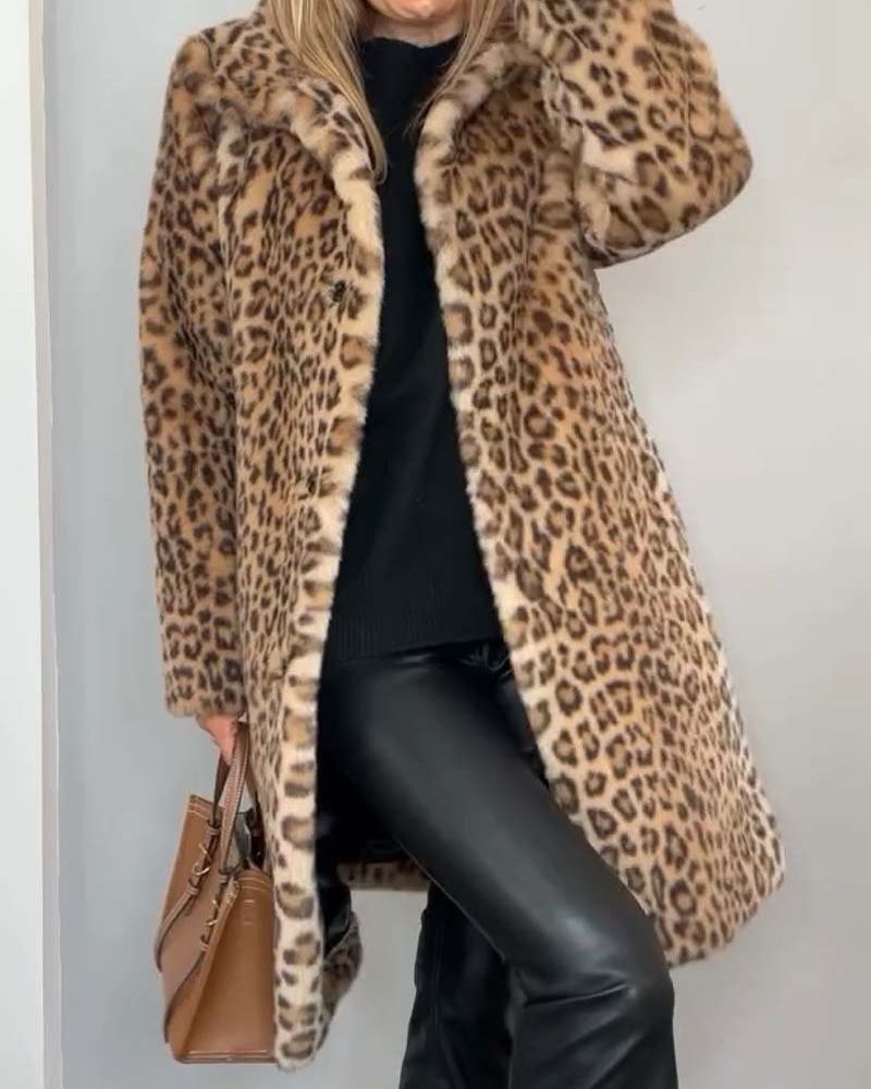 Lisbet™ | Lång mjuk kappa med leopardmönster