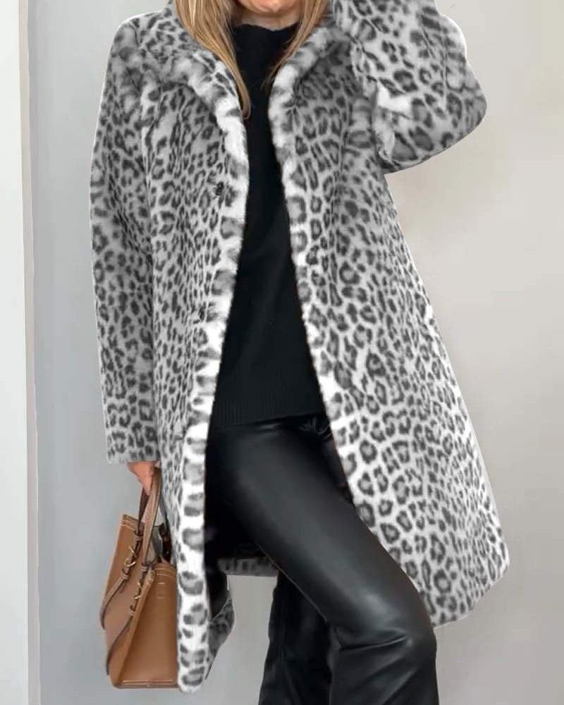 Lisbet™ | Lång mjuk kappa med leopardmönster