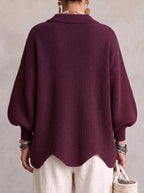 Isadora™ | Oversized Collared Cardigan With Large Metal Buttons
