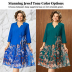 Elegant Faux Two-Piece Leaf Print Dress